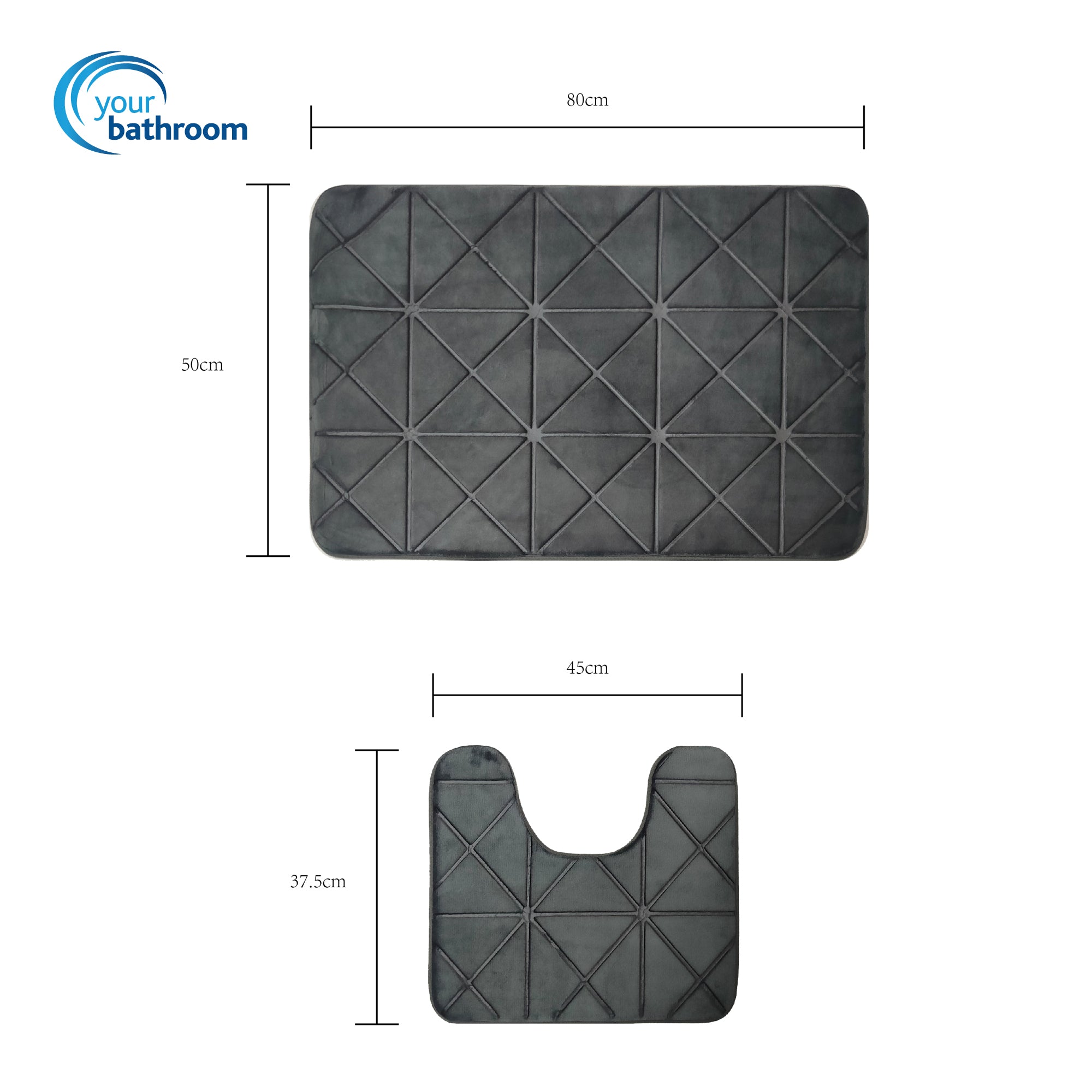 2pc Non-Slip Bathroom Mat Set