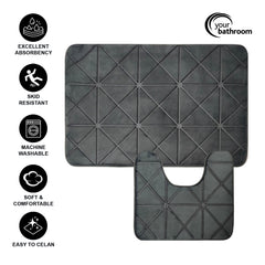 2pc Non-Slip Bathroom Mat Set