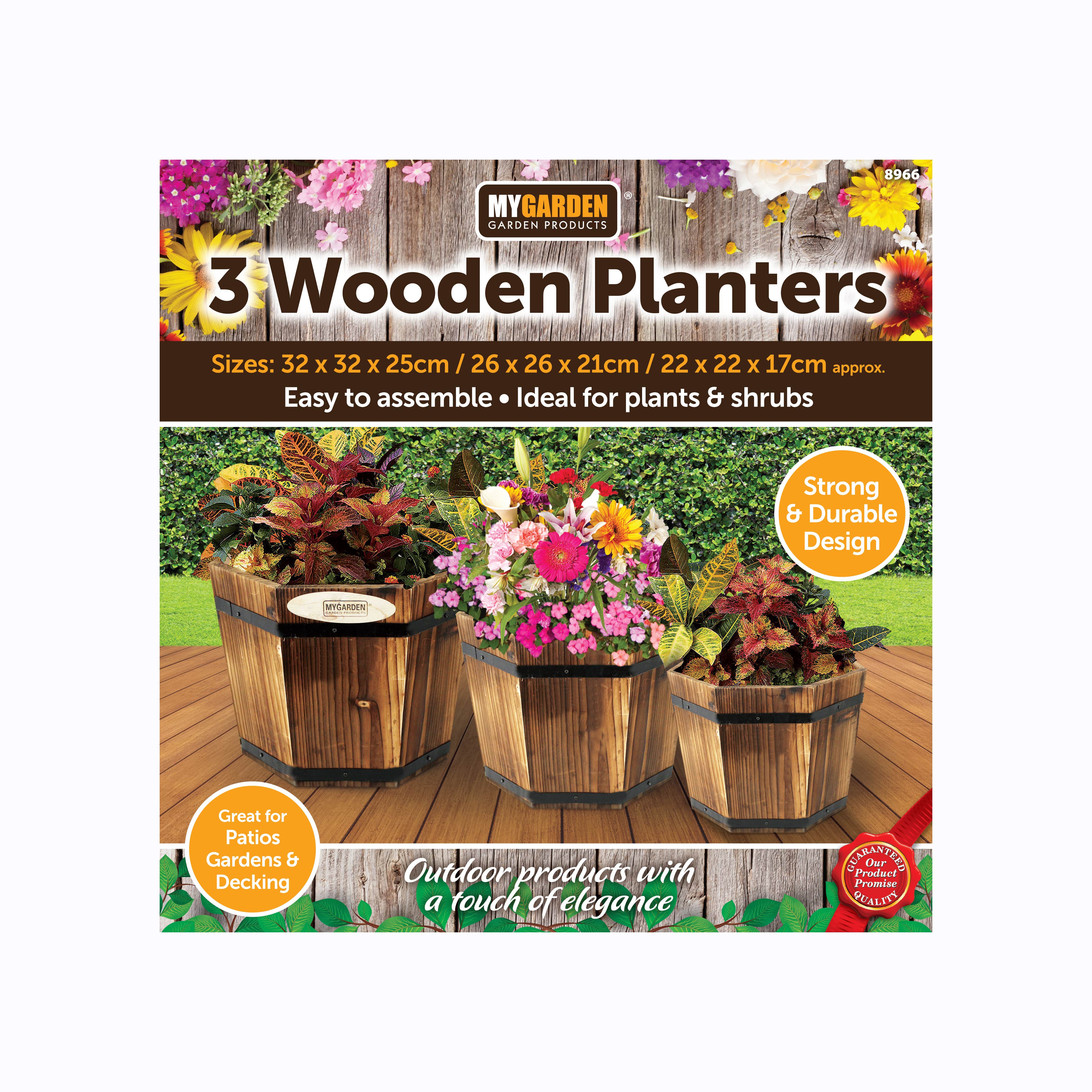 3 pk Wooden Planters