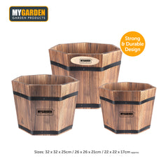 3 pk Wooden Planters