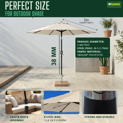Market Umbrella with Easy Crank Lift Cream