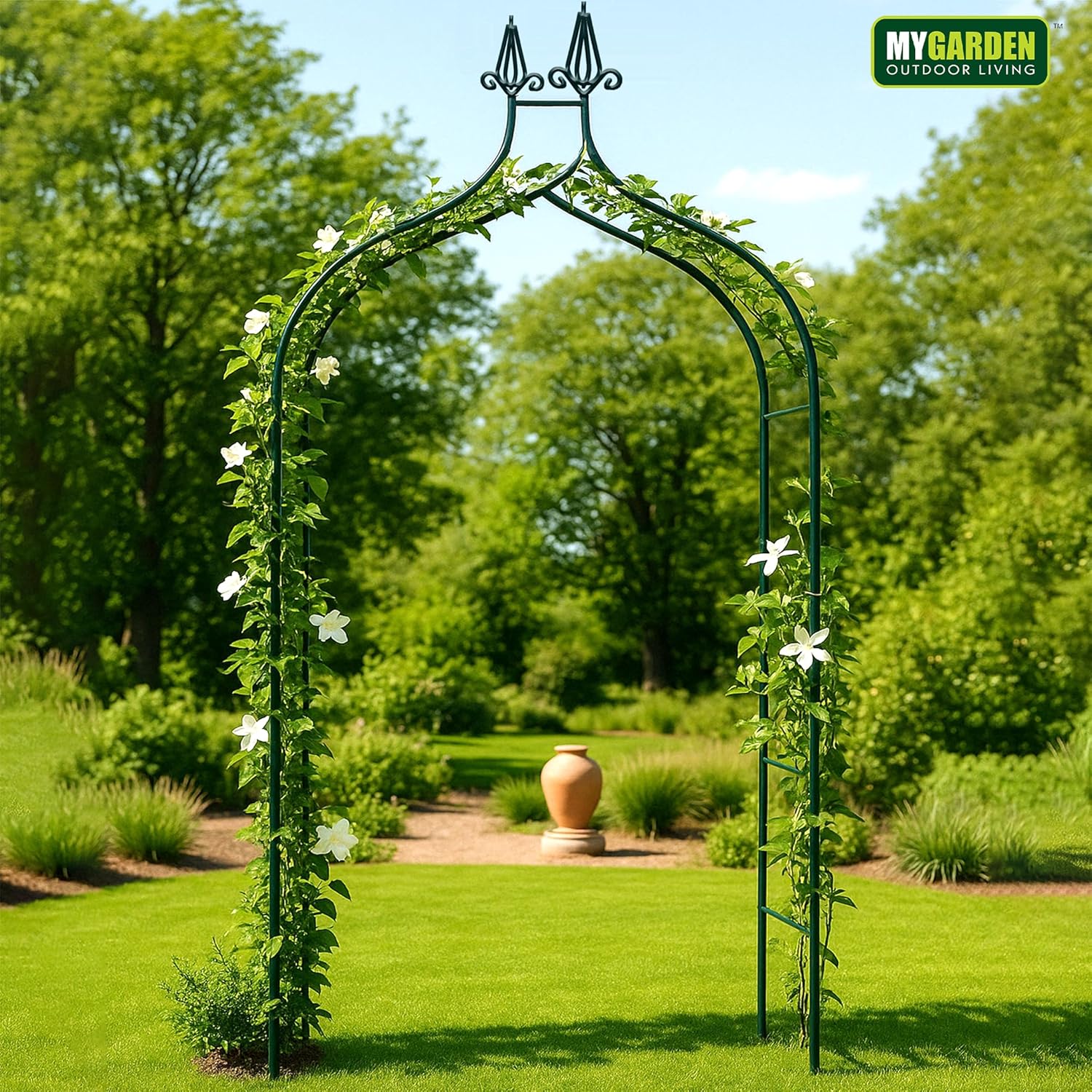 Garden Arch With Ground Stakes - Black