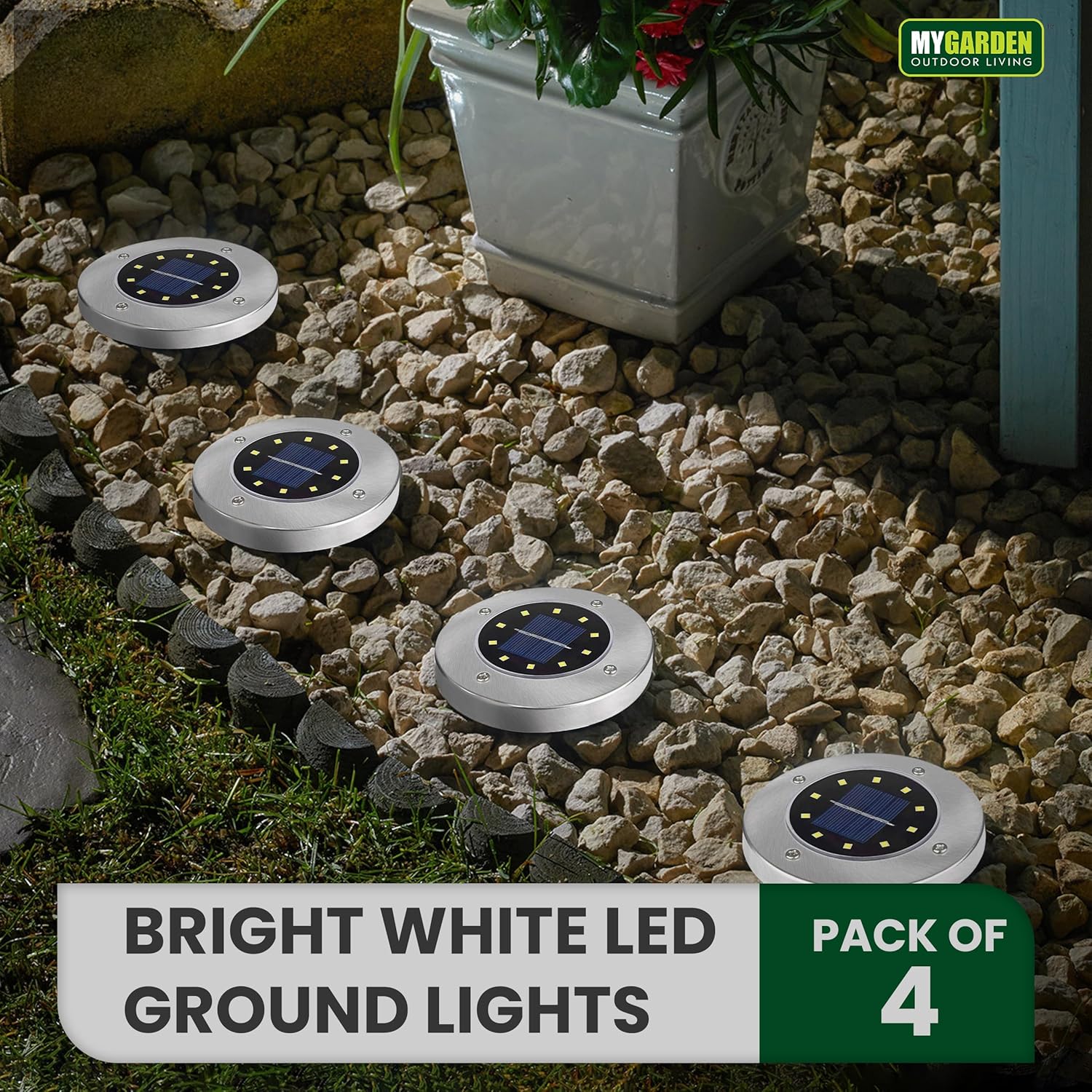 4PK Bright Bright LED Solar Ground Light