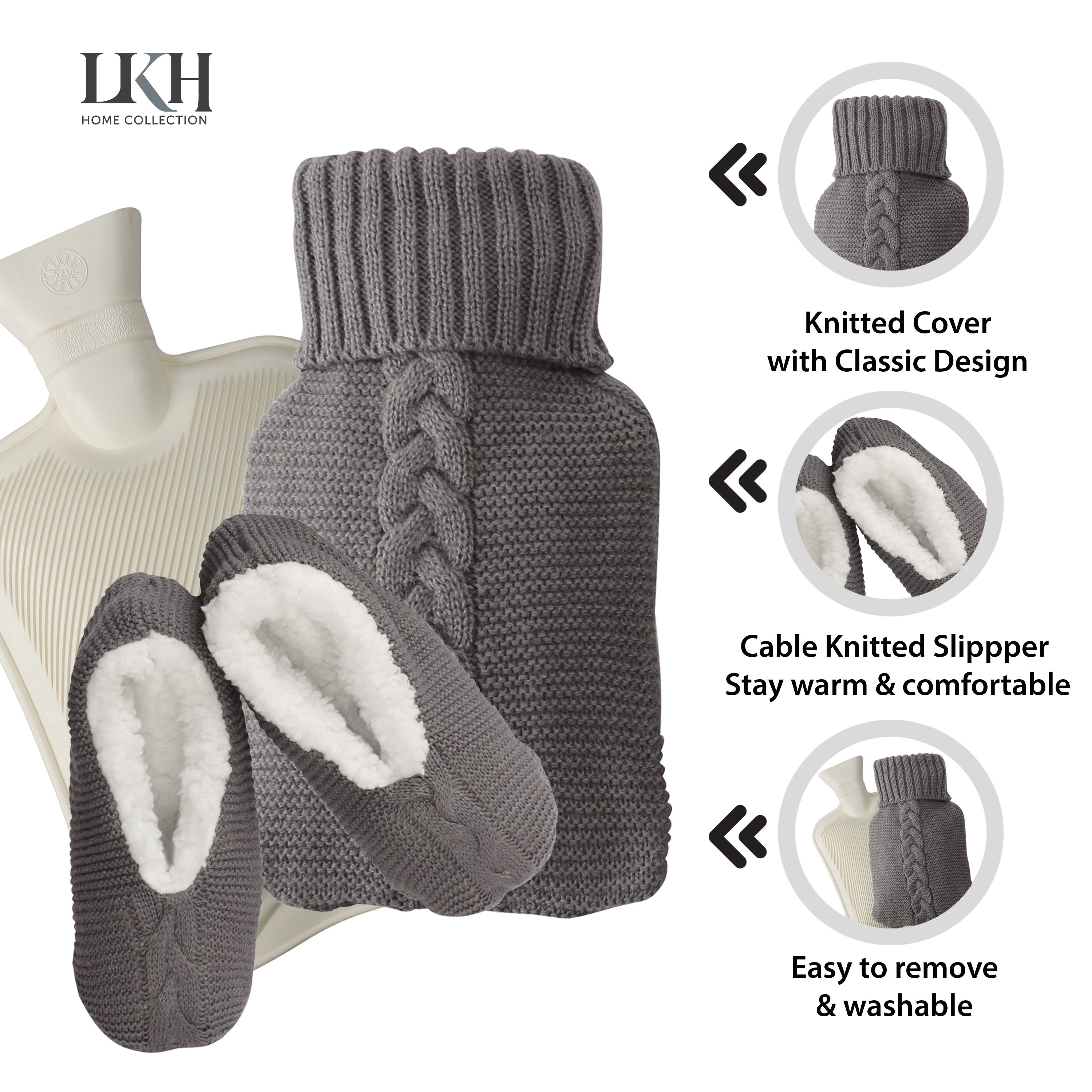Hot Water Bottle and Slipper Gift Set