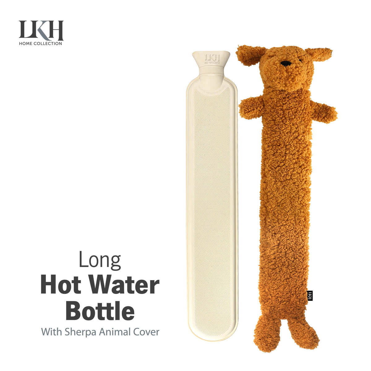 2 Litre Long Hot Water Bottle with Sherpa Cover