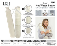 Long Hot Water Bottle with Sherpa Cover