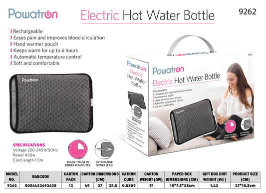 Electric Hot Water Bottle Dark Grey