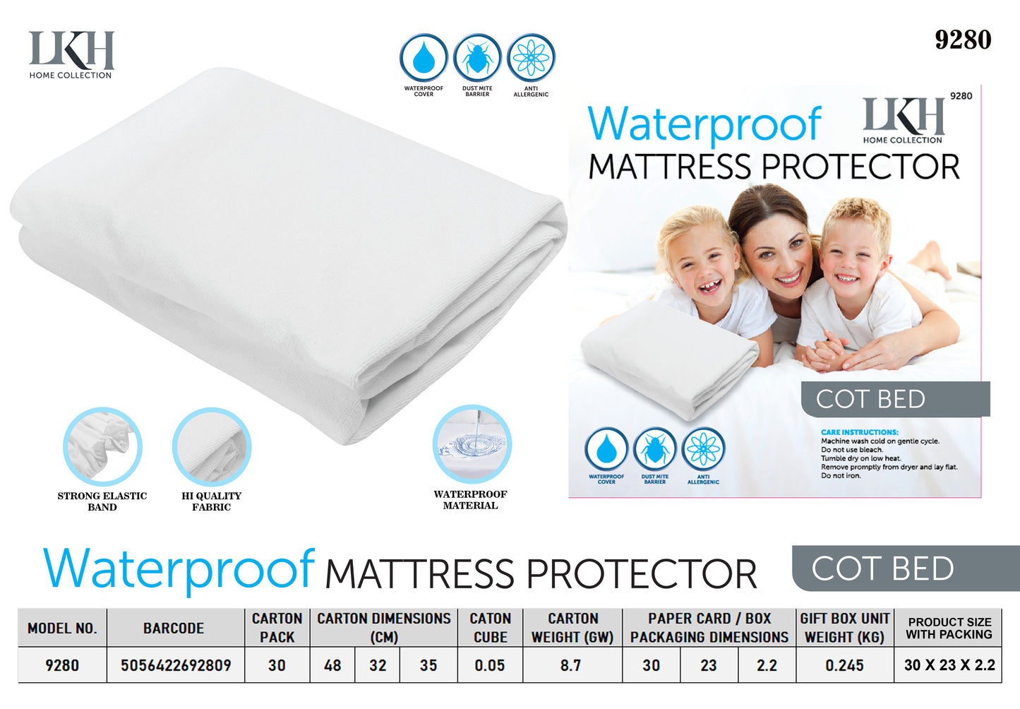 Waterproof Mattress Cover Cot Bed