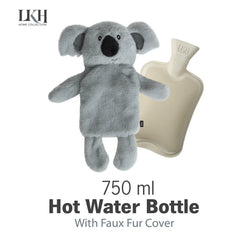 750ml Hot Water Bottle with Faux Fur Cover