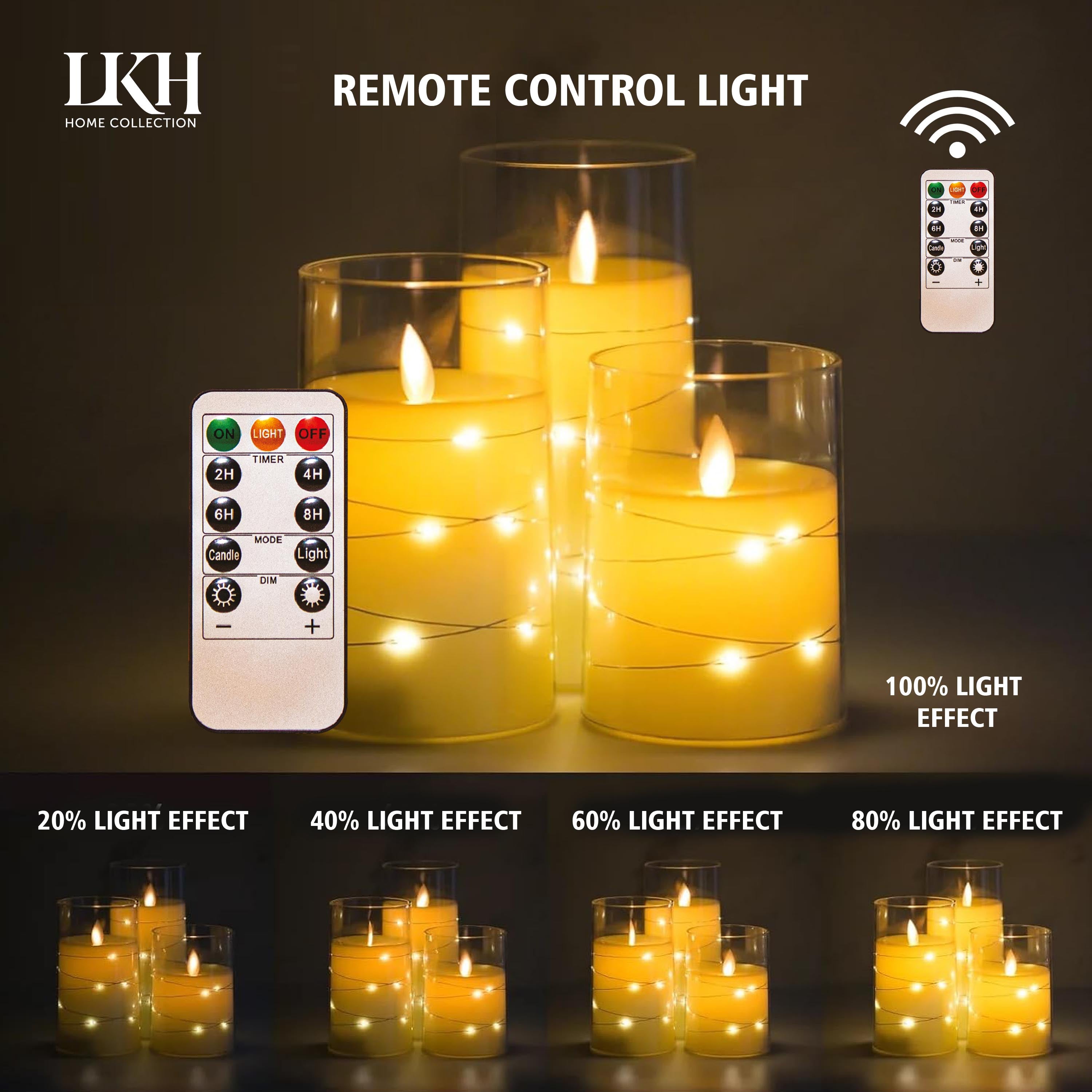 3 Pack Flickering LED Candles with Remote