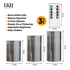 3PK Flickering LED Candles with Remote