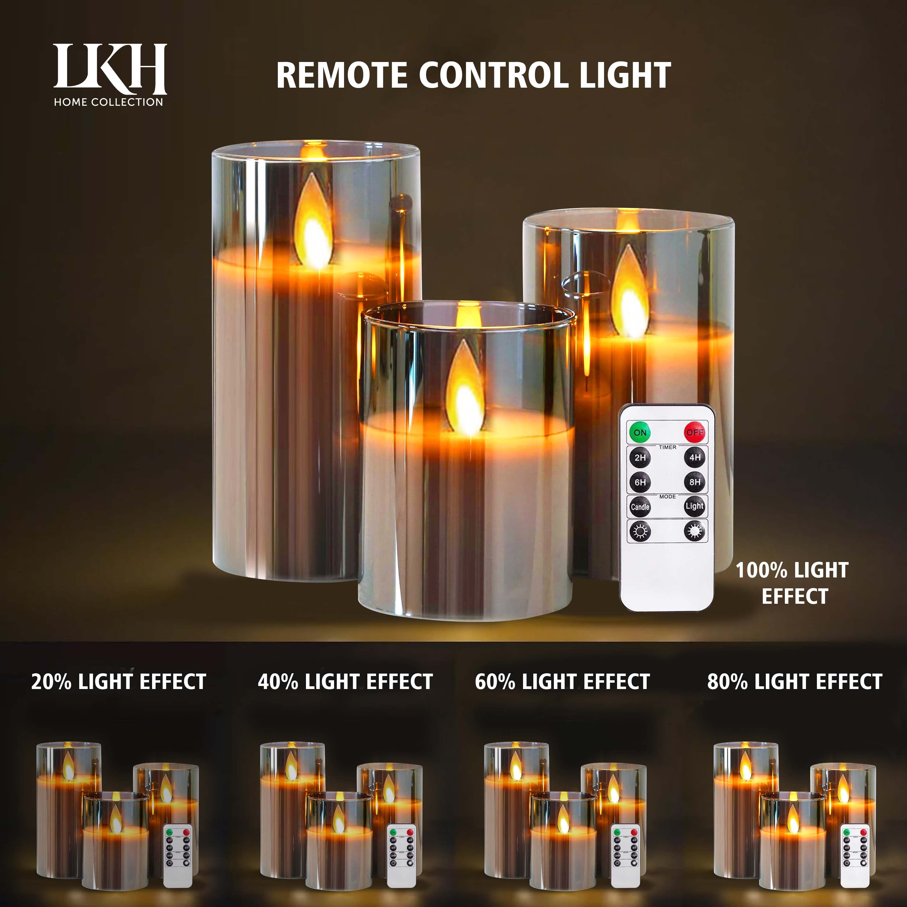 3PK Flickering LED Candles with Remote