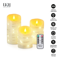 3PK LED Wax Candle Light