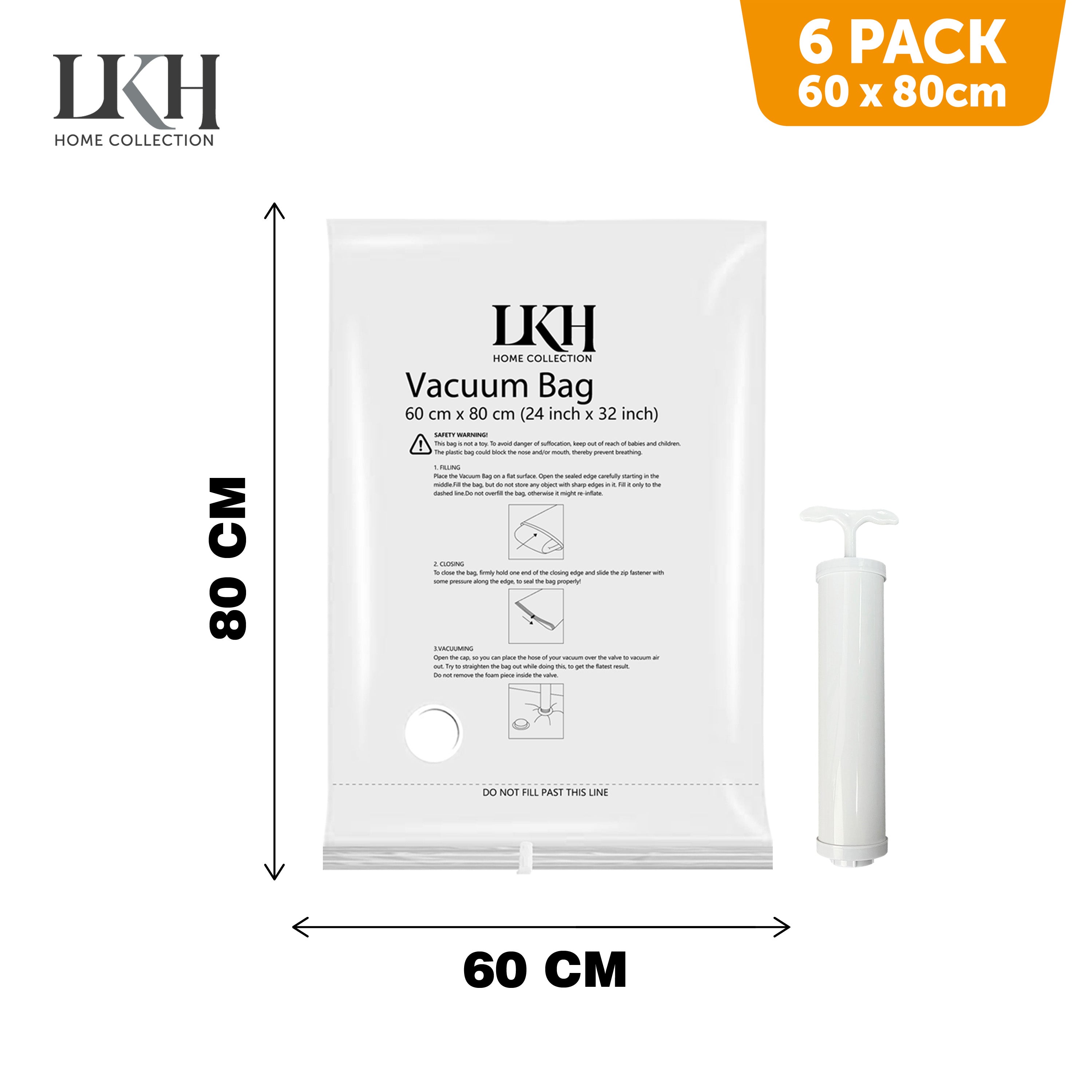 6PK MaxVac Storage Bags with Hand Pump