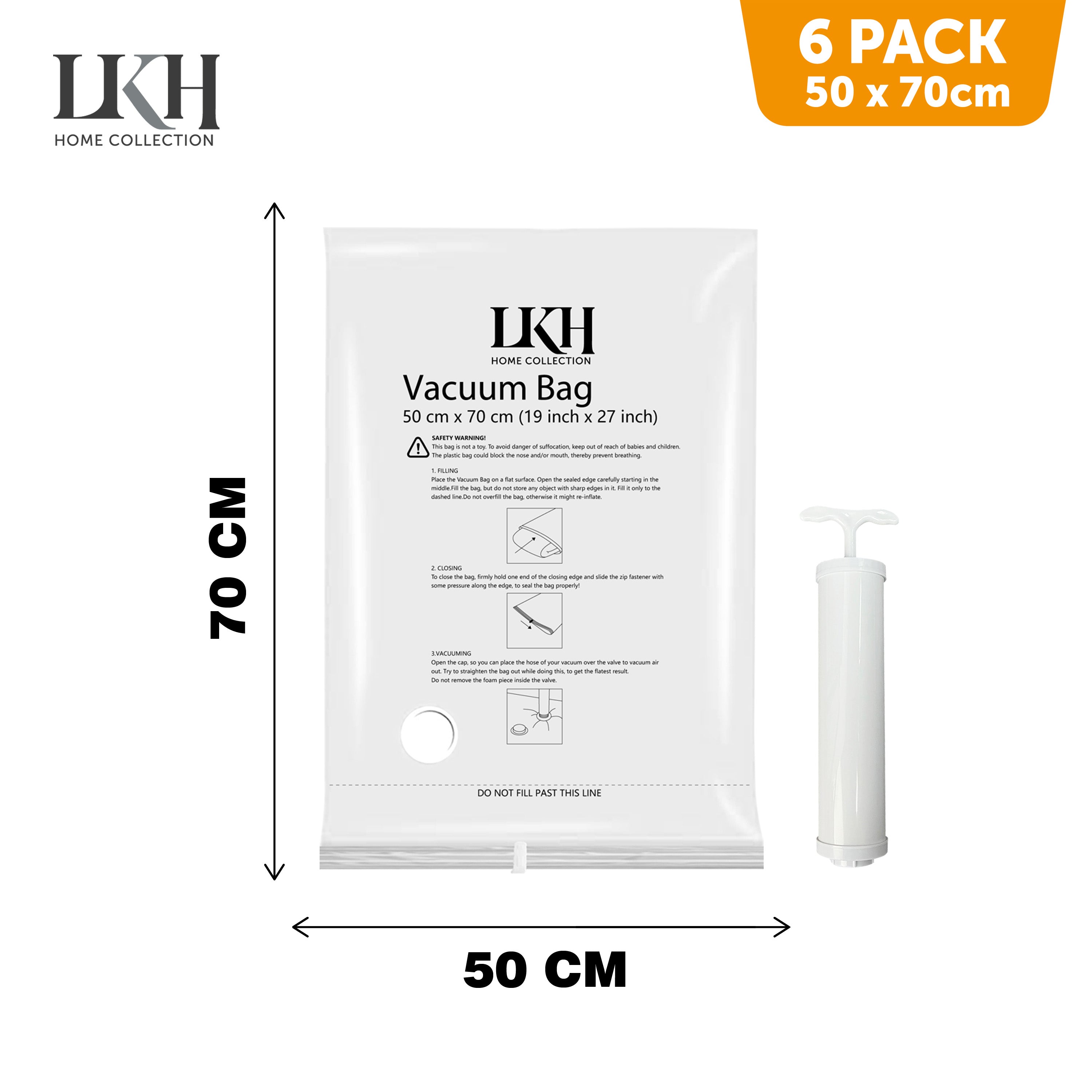 6PK MaxVac Storage Bags with Hand Pump