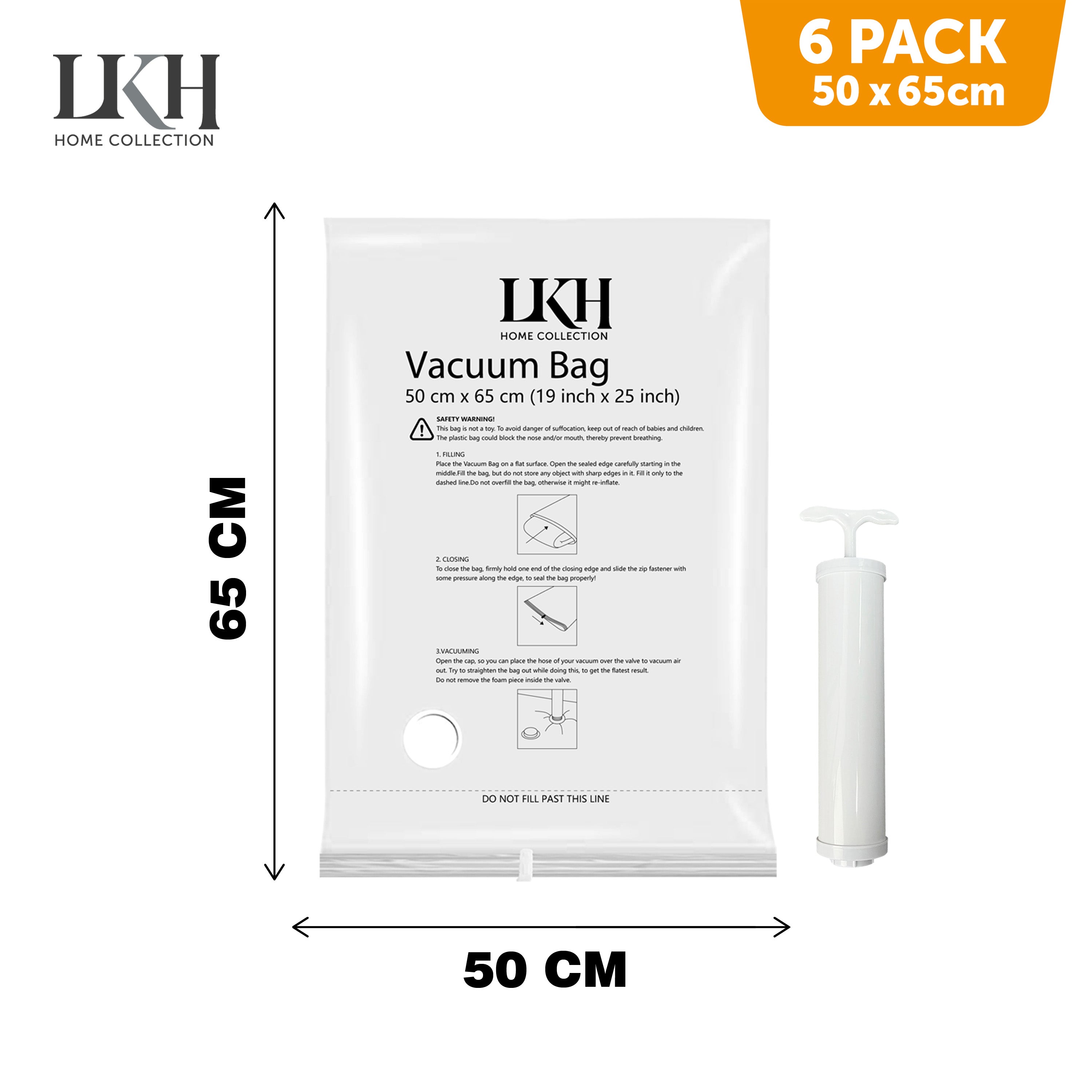 6PK MaxVac Storage Bags with Hand Pump