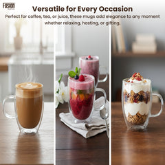 2PK 450ml Double Wall Mug + Handle