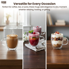2PK 350ml Double Wall Mug + Handle