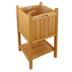 Wooden Square Planter 2-Layer Natural