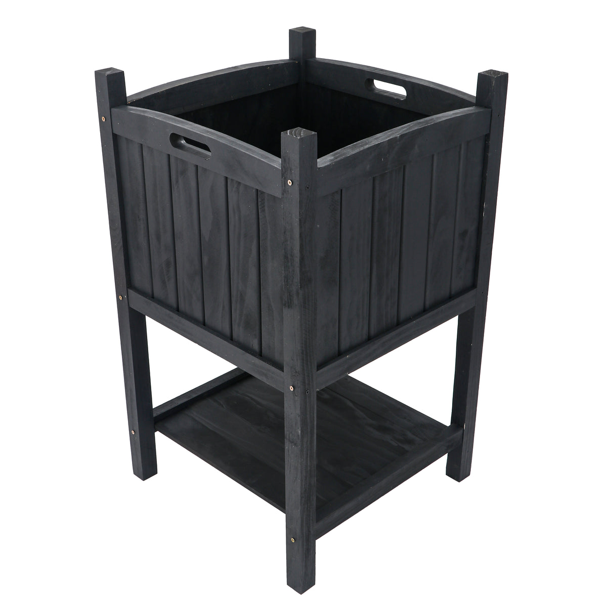 Wooden Square Planter 2-Layer Grey