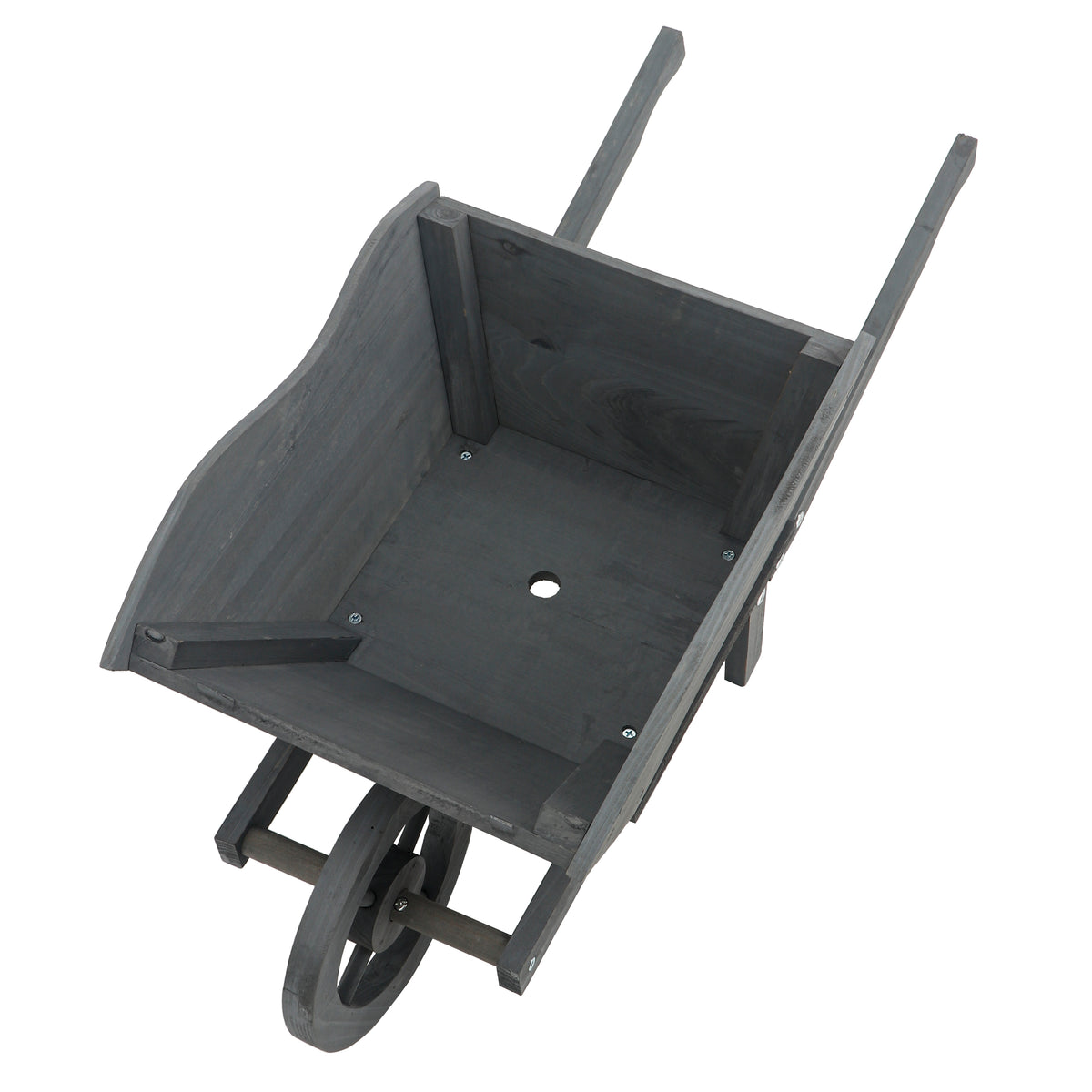 Wooden Wheel Barrow Planter Grey
